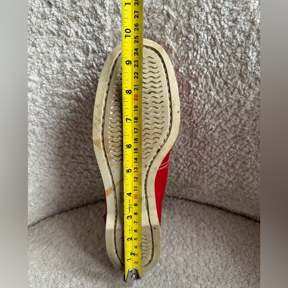 Quoddy Made In USA Red Leather Boat Shoes Womens 6.5 Handsewn Blucher Moc - Picture 10 of 11